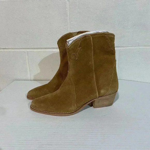 NIB Free People Womens New Frontier Western Boot EU37/US7 Camel Suede Distressed - Picture 4 of 14